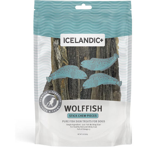 Icelandic+ Plus Wolffish Skin Stick Chews Dog Treat 3.0-oz Bag