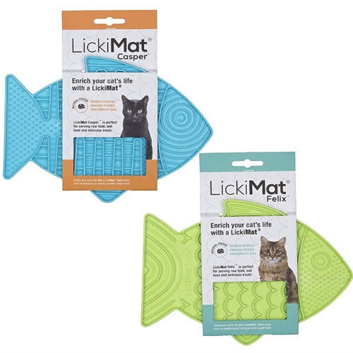 Lickimat Casper & Felix - Fish-Shaped Cat Slow Feeders Lick Mat